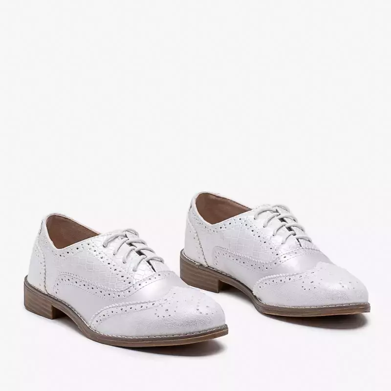 OUTLET Біло-сріблясті туфлі з блиском Littles - Взуття