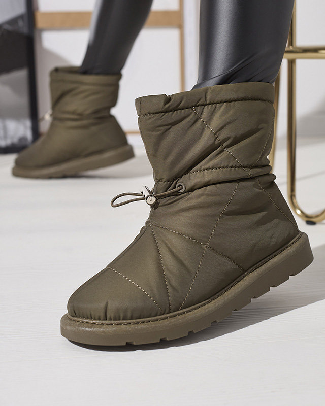 Темно-зелені жіночі утеплені черевики a'la snow boots Kaliolen - Взуття