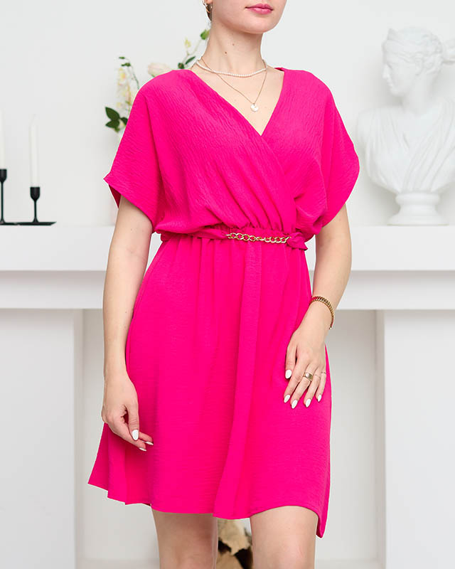 Жіноча сукня кольору фуксія з декоративним ланцюжком - Одяг