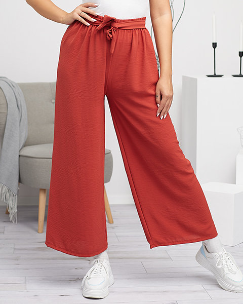 Жіночі червоні широкі штани палаццо - Одяг