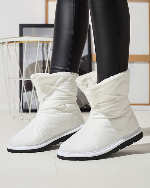 Білі жіночі черевики а-ля снігоступи Amirfu- Взуття