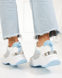 Білі жіночі кросівки з блакитними вставками Weniso