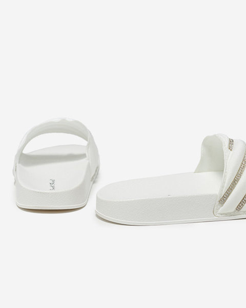 Білі жіночі тапочки з фіанітами Erikis - Взуття