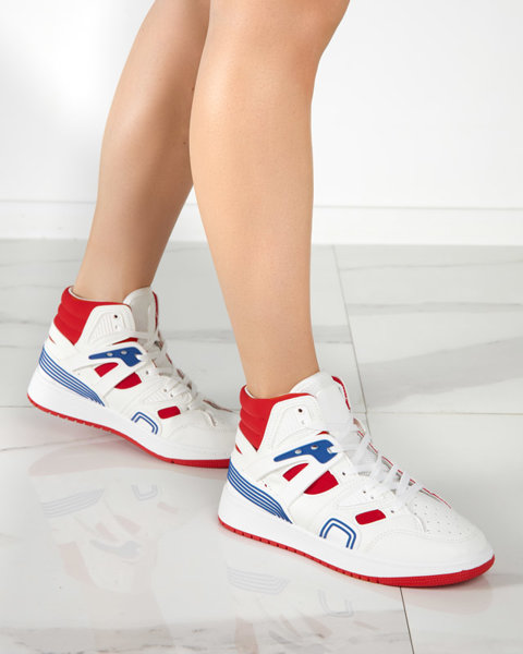 Червоно-білі високі жіночі кросівки Gisore