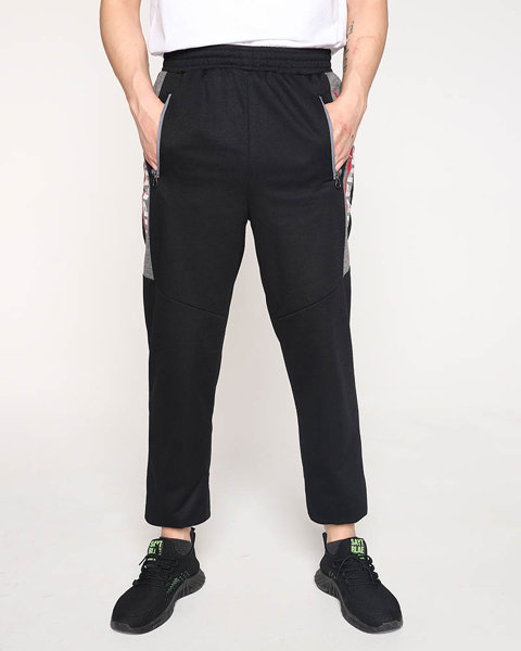 Чоловічі чорні спортивні штани з написами - Одяг