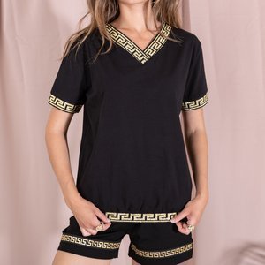 Чорна жіноча футболка з грецьким орнаментом (Туреччина)