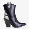 Чорні ажурні ковбойські черевики зі зміїною штампом Qiana - Взуття