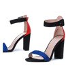 Чорні босоніжки на пості з темно-синьою смужкою та червоним каблуком Denice - Взуття 1