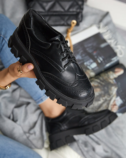 Чорні жіночі черевики на шнурівці Uneri