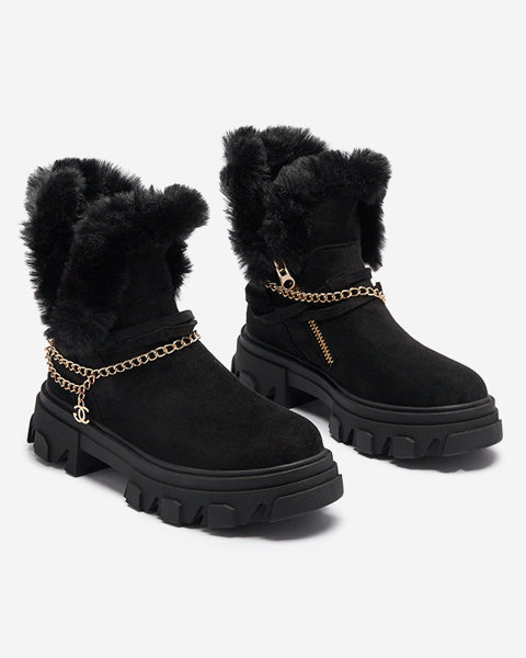 Чорні жіночі чоботи з екозамші з ланцюжком Videric - Взуття