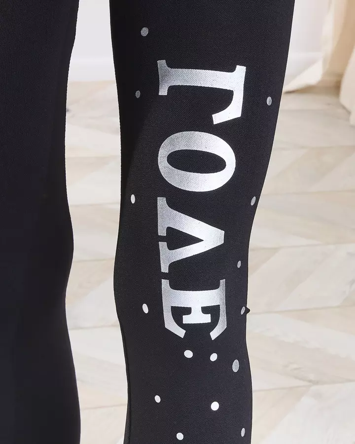 Чорний жіночий спортивний комплект зі сріблястим написом LOVE- Clothing
