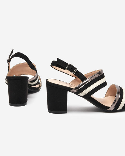 Чорно-білі жіночі еко-замшеві босоніжки Zebora - Взуття