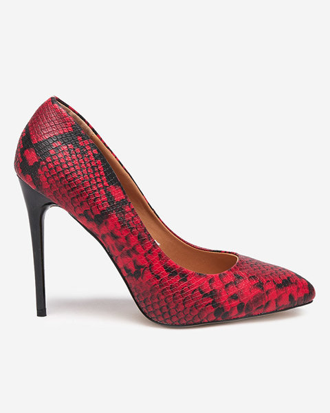 Чорно-червоні жіночі туфлі з тисненням під зміїну шкіру Zelixy - Взуття