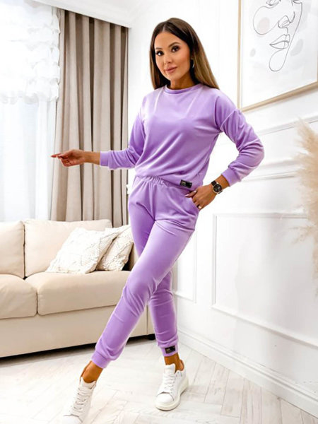 Фіолетовий жіночий велюровий спортивний комплект - Одяг