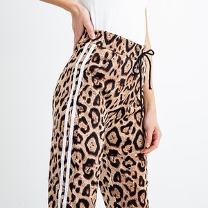 Коричневі жіночі штани з леопардовим принтом