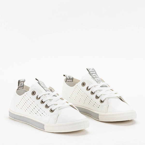 OUTLET Andriso біло-сірі ажурні кросівки з фіанітами - Взуття