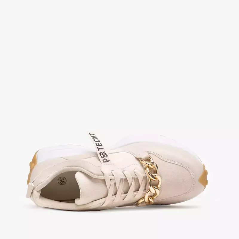 OUTLET Бежеве жіноче спортивне взуття з золотим ланцюжком Nerika - Взуття