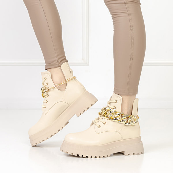 OUTLET Бежеві жіночі чоботи з вирізами Neriso - Взуття