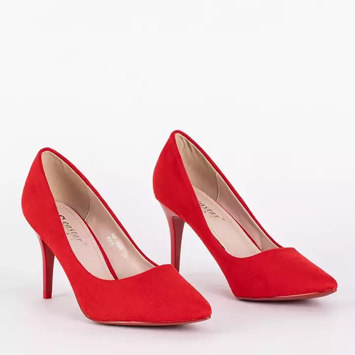 OUTLET Червоні еко-замшеві туфлі на шпильці Renesa - Туфлі