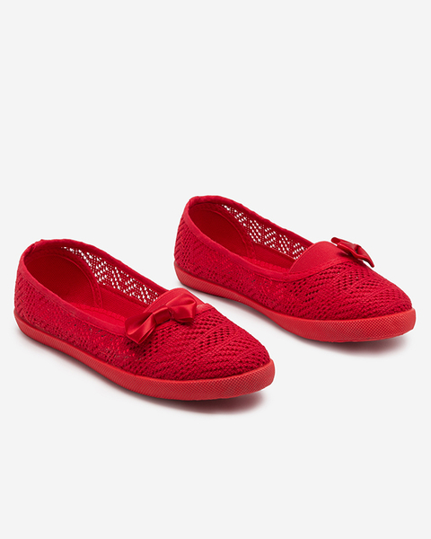 OUTLET Червоні сліпони для дівчат з ажурним верхом Locuni- Footwear