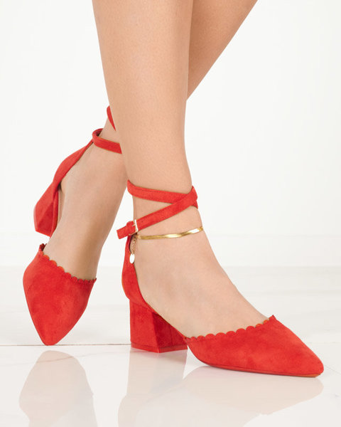 OUTLET Червоні жіночі босоніжки з еко-замші на пост Ametis - Взуття