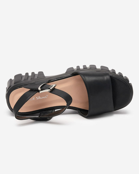 OUTLET Чорні жіночі босоніжки на більш товстій підошві Nerile - Взуття