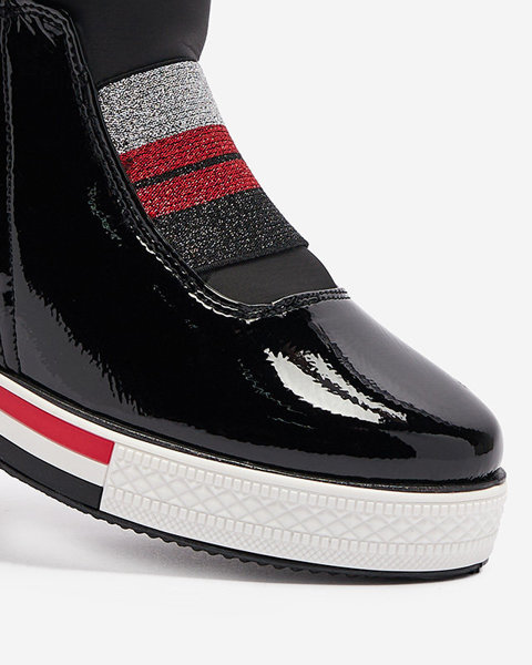 OUTLET Чорні жіночі спортивні черевики на прихованому каблуці з хутром Gomiu- Взуття