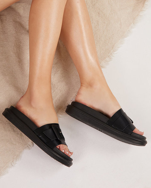 OUTLET Чорні жіночі тапочки з пряжкою Liselda - Взуття