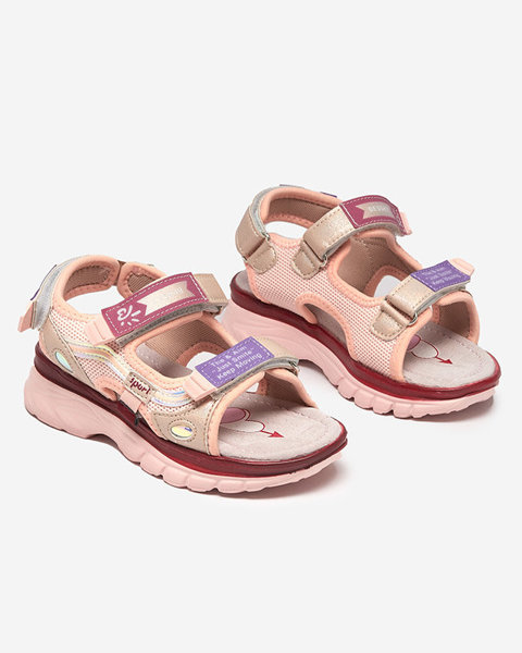 OUTLET Рожеві дитячі босоніжки з різнокольоровими вставками Meniko - Взуття