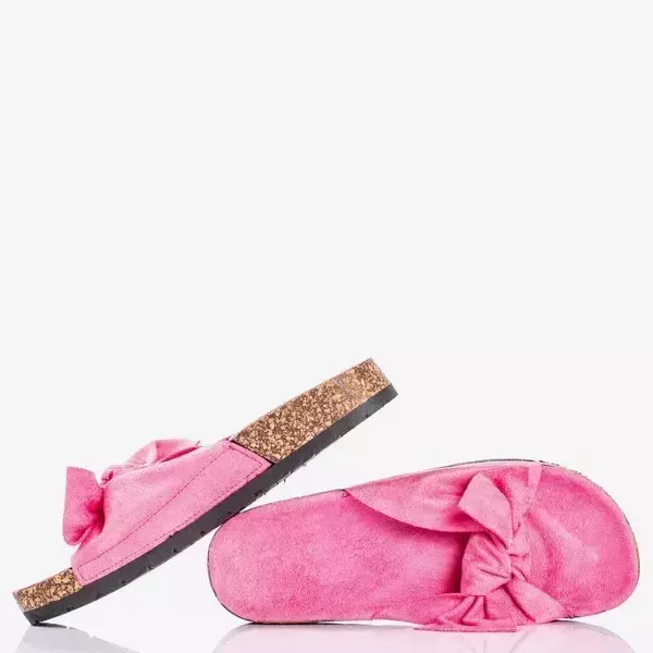 OUTLET Рожеві жіночі тапочки з бантом Sun and Fun - Взуття