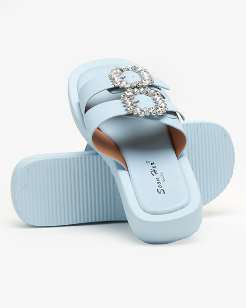 OUTLET Сині жіночі тапочки з кристалами Azazel - Взуття