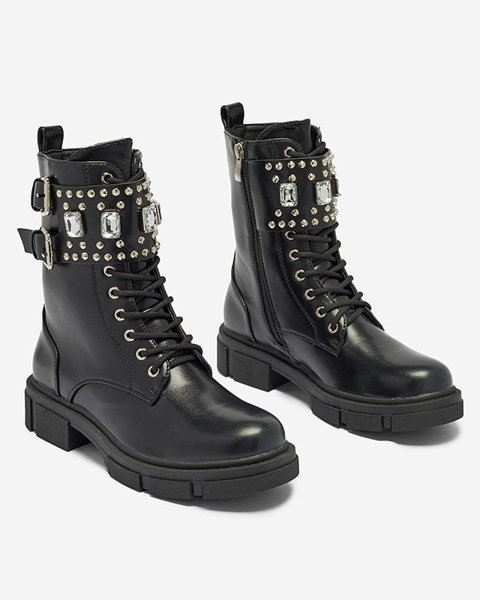 OUTLET Жіночі чорні черевики баггі зі стразами Tobrissa - Взуття
