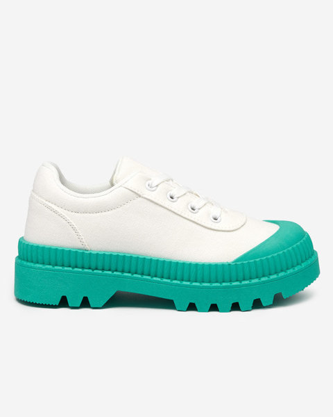 OUTLET Жіночі кросівки білі з зеленою підошвою Комп - Взуття