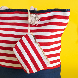 Пляжна сумка в червоно-білу смужку