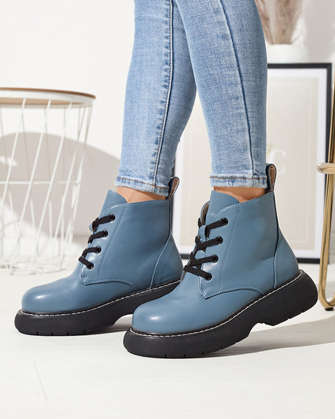 Сині жіночі черевики з екошкіри на суцільній підошві Getys - Взуття