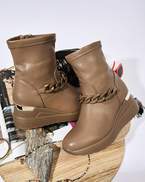 Світло-коричневі жіночі чоботи на якорі з ланцюжком Fefricca- Footwear