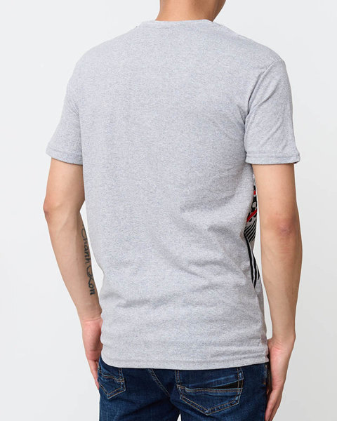 Світло-сіра чоловіча футболка з принтом - Одяг