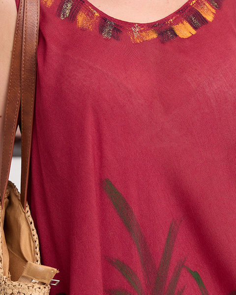 Жіноча бордова накидка з малюнком з квітковою сукнею - Одяг