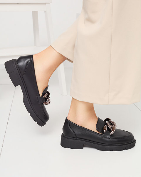 Жіночі чорні мокасини з ланцюжком Lerati - Взуття