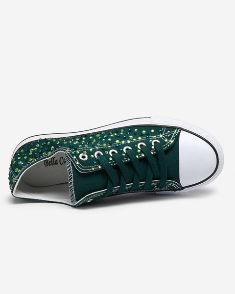Жіночі кросівки з темно-зеленим фіанітом Amando - Взуття
