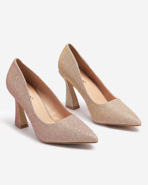 Жіночі парчеві туфлі-човники в кольорі рожеве золото Bluskita - Взуття