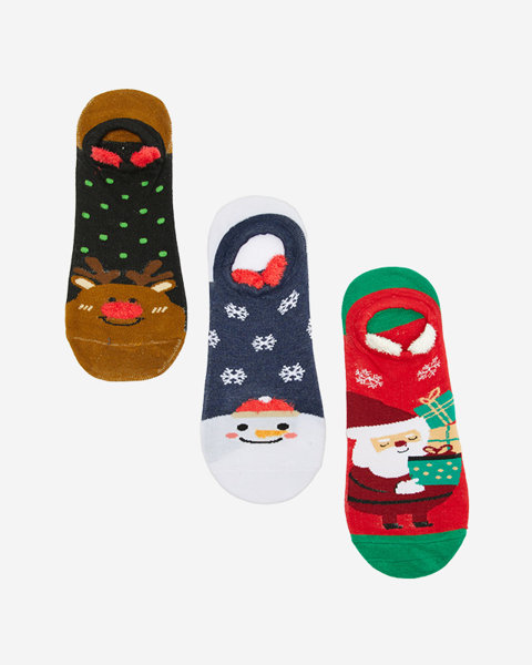 Жіночі різнокольорові шкарпетки з різдвяним принтом 3/уп - Нижня білизна