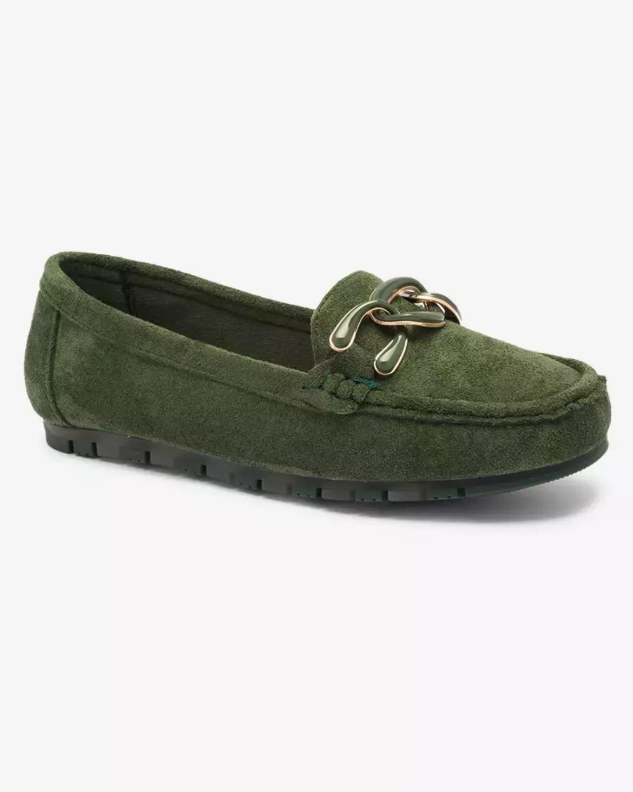 Жіночі темно-зелені мокасини з ланцюжком Lertika - Взуття