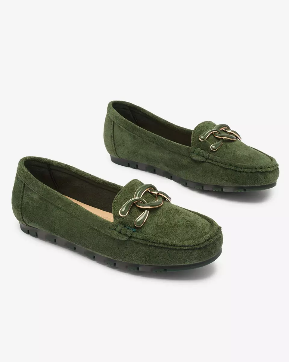 Жіночі темно-зелені мокасини з ланцюжком Lertika - Взуття